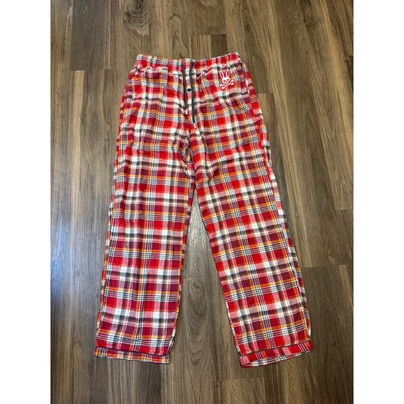 Psycho Bunny Flannel Plaid Pajama Pants Medium Loungewear Lightweight Drawstring - Picture 1 of 6